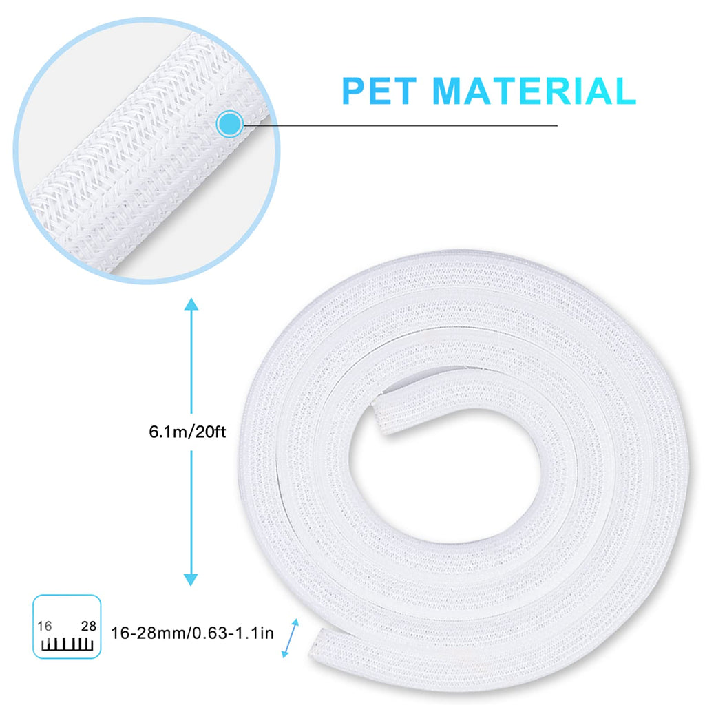 AGPTEK Cable Sleeve Cover 20ft - 4/5inch, Cord Protector Management Wire Loom Tubing, Cable Hider Split Sleeving for Desk PC TV Home, Office, Organization, Home, Theater, White