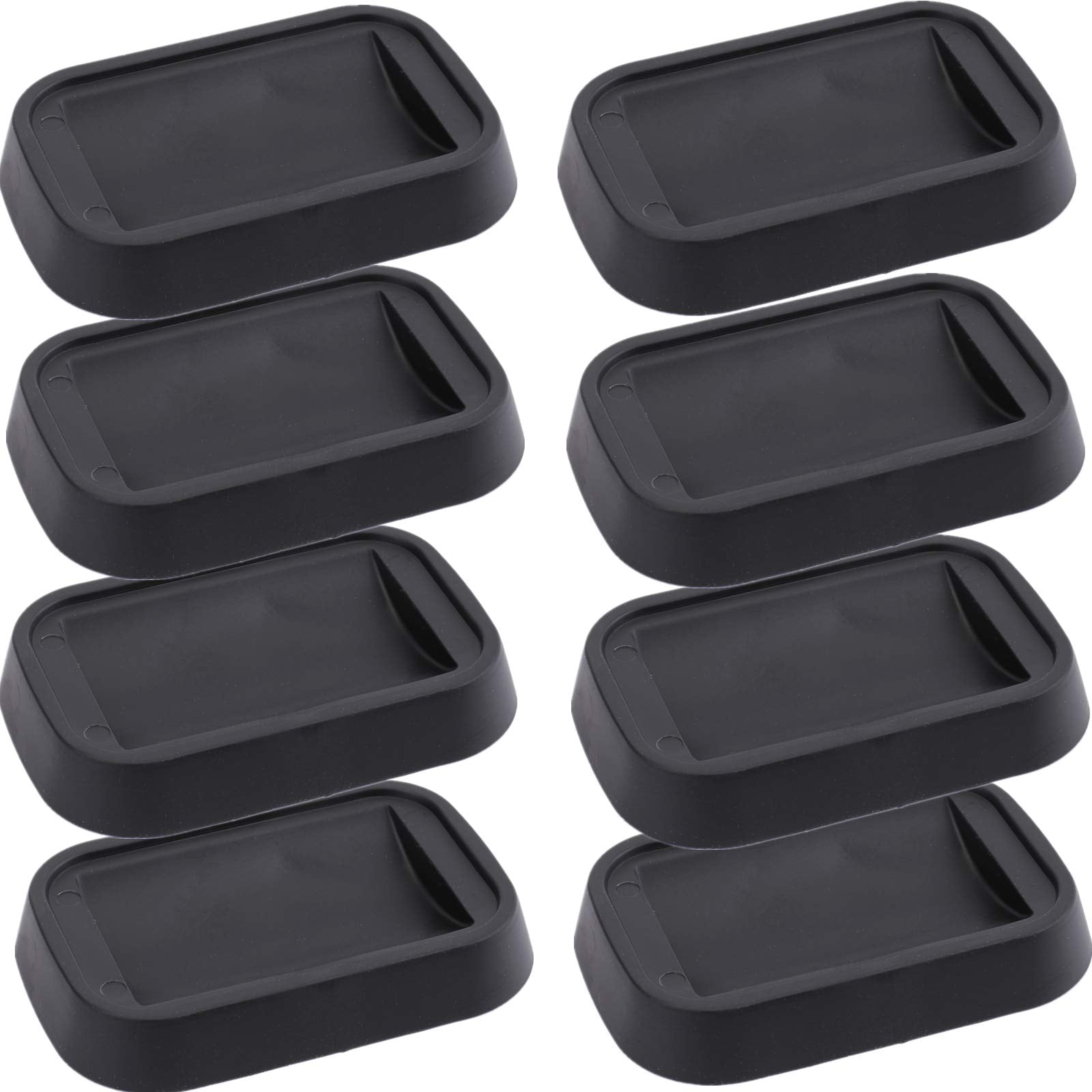 Yopay 8 Pack Bed Stopper Furniture Caster Cups, Rubber Furniture Wheel Stopper Fits to Most Wheels of Sofas, Beds, Chairs, Carpet or Durable Hard Floors, Black, Rectangular, 3'' X 2''