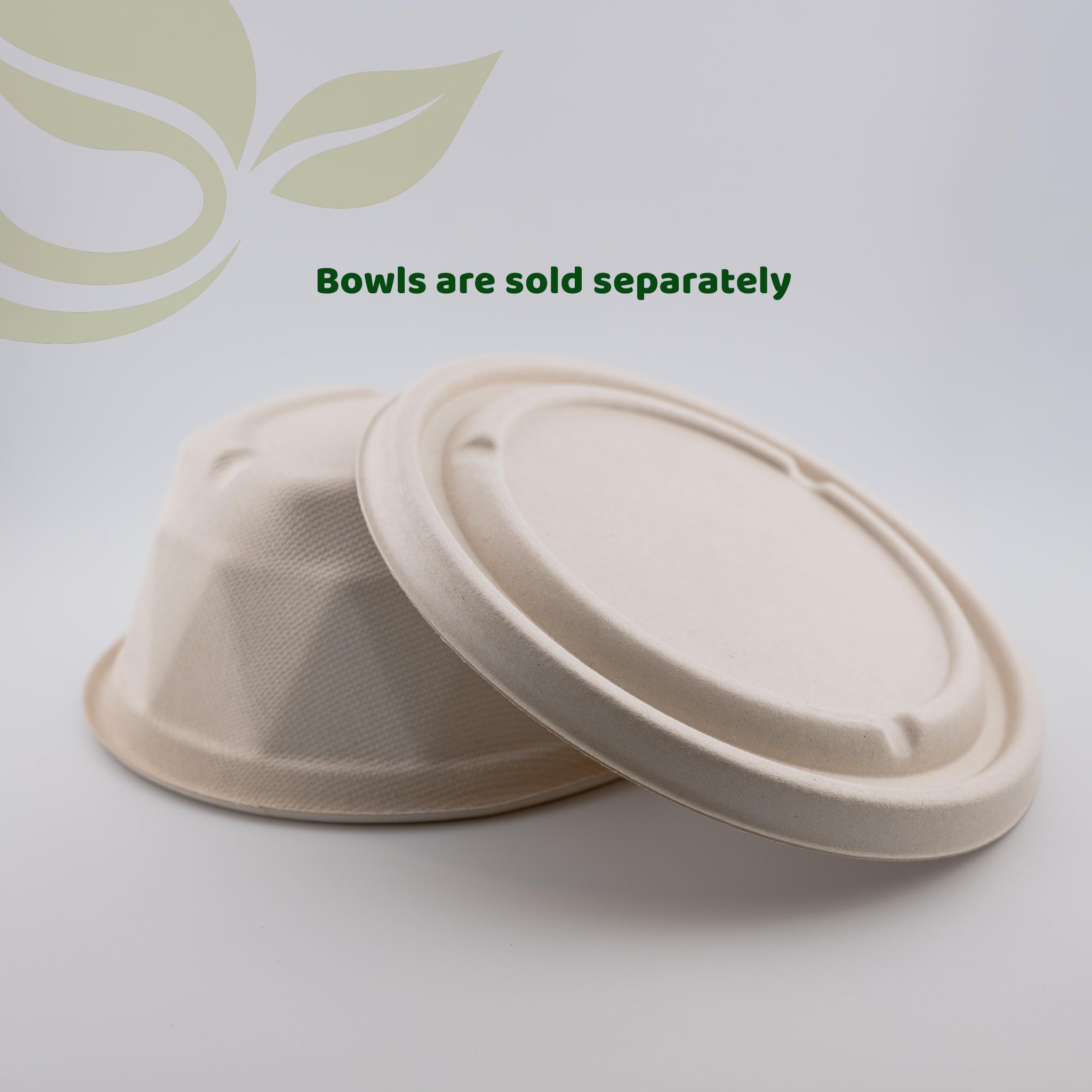 Compostable Pulp Lids for 20 oz & 25 oz Bagasse Bowls – Biodegradable Sugarcane Fiber | Eco-Friendly, PFAS-Free, Heavy-Duty Disposable Food Container Lids for Hot & Cold Takeout