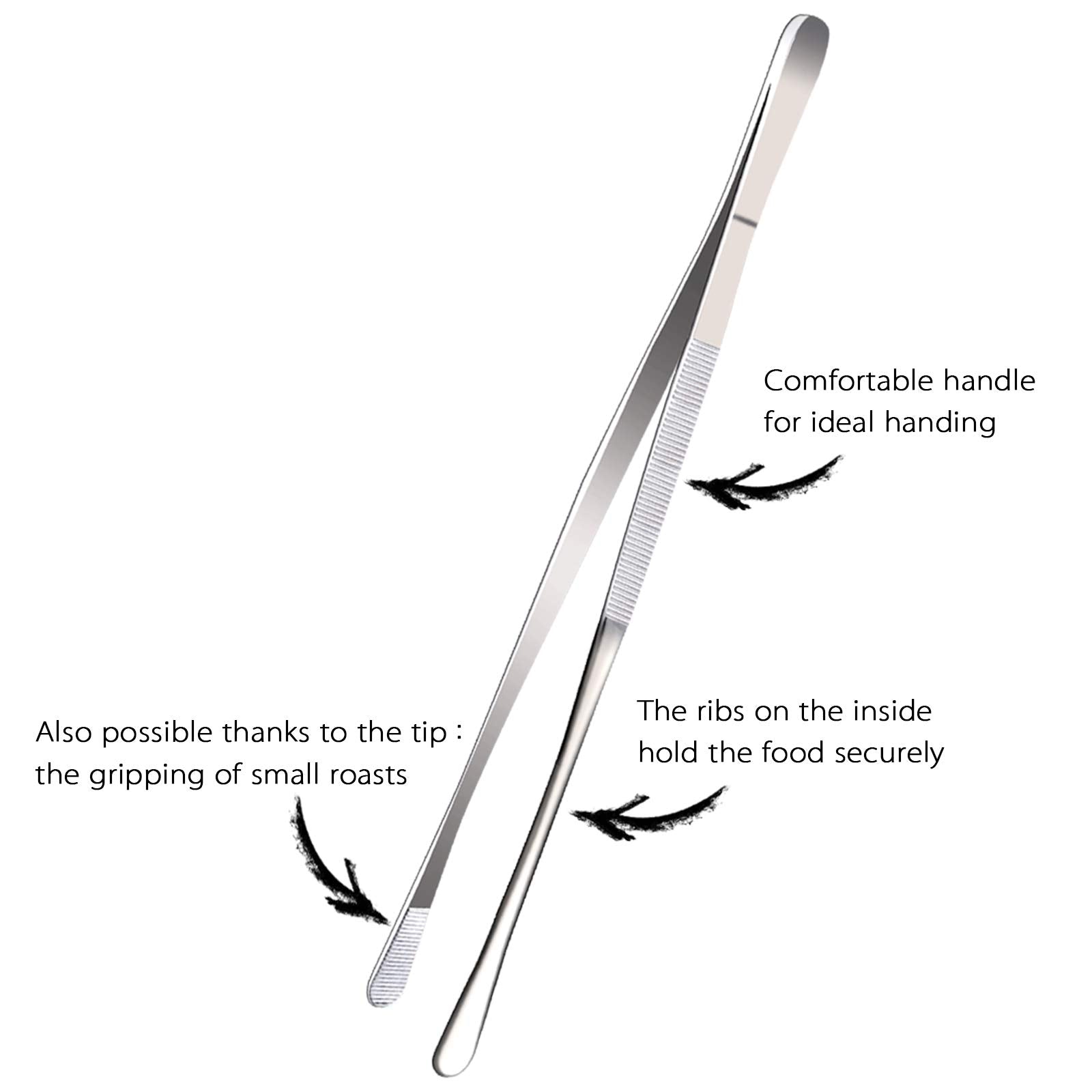 Rivoean 2 Pcs 12-Inch Fine Tweezer Tongs,Extra-Long Stainless Steel Tweezers Tongs