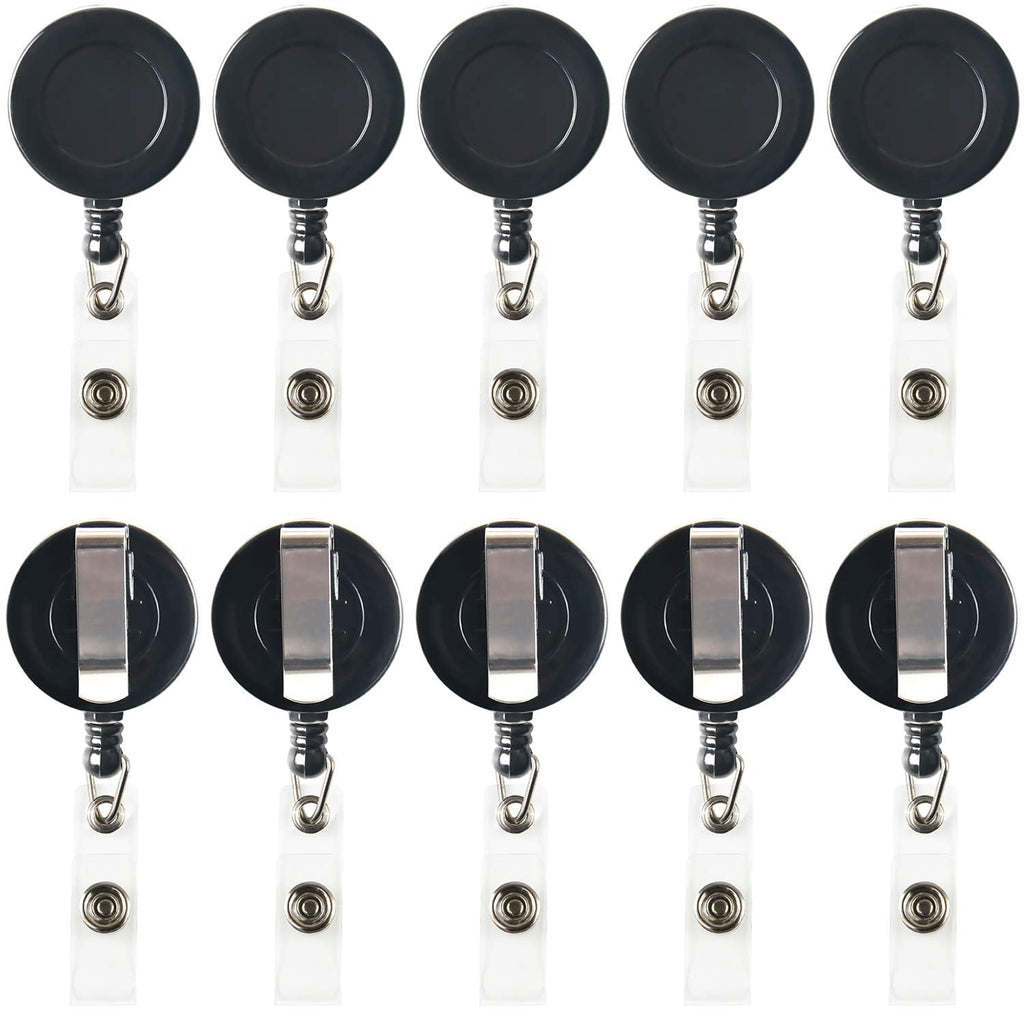 JANYUN Retractable Badge Reel, ID Badge Holder Retractable Clip for Nurse Doctor Teachers Students Office Workers Hanging ID Card Name Key Chain (30, Black)