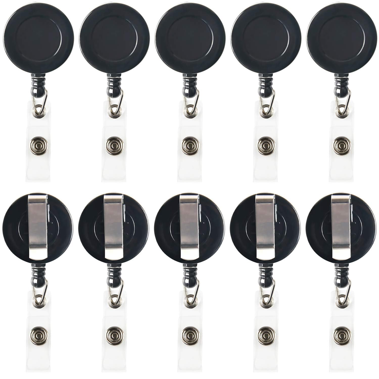 JANYUN Retractable Badge Reel, ID Badge Holder Retractable Clip for Nurse Doctor Teachers Students Office Workers Hanging ID Card Name Key Chain (30, Black)