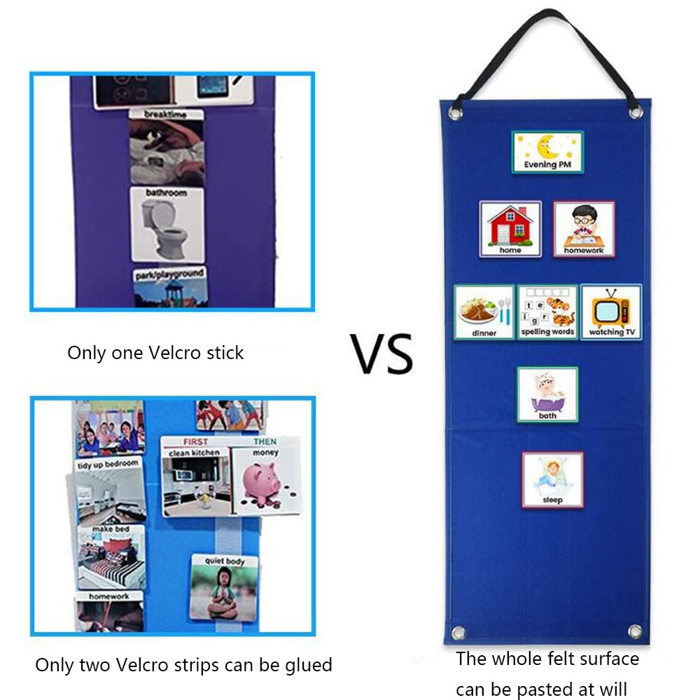 Kids Visual Schedule Calendar Chart 2 in 1 Autism Daily Routine with 70 Cards Autism Learning Materials Behavioral Tool Wall Planner Multiple Planner Home School Chores Outings Home