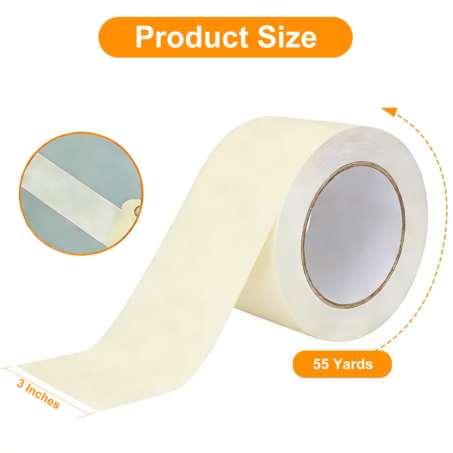 HEYSTYLE Masking Tape 3 Inches x 55 Yards (75mm x 50m) - 2 Rolls, No Residue Beige White Painters Tape, Craft Tape, Strong Adhesive Decorative Tape for Painting, DIY, Arts, Crafts, Labeling