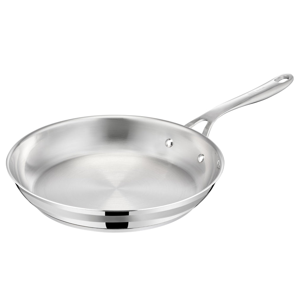 Jamie Oliver by Tefal Cook Smart Frying Pan 11 in / 28 cm, Uncoated Stainless Steel Frying Pan, Robust, Fast Heating, Even Cooking, Riveted Handle, Induction Safe, Oven and Dishwasher Safe
