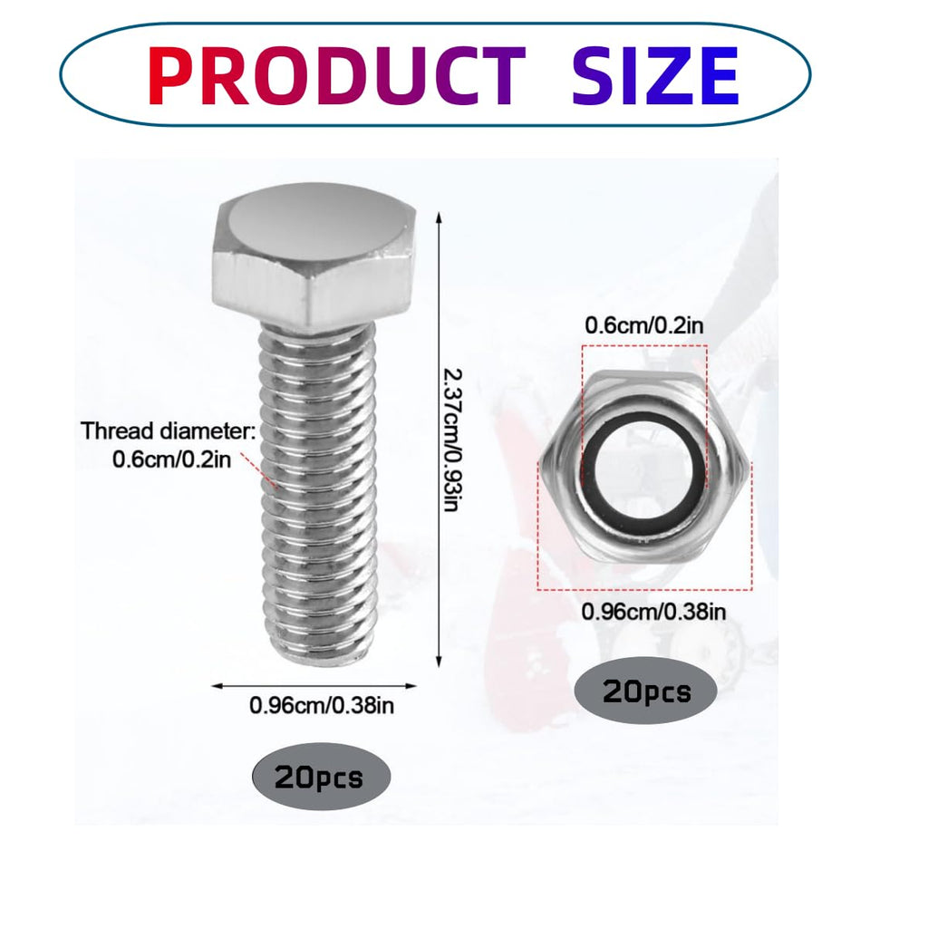Auger Shear Pins Bolts and Nuts Steel Metal Bolts Nuts Compatible with Honda Snowblower Hs1132 Hs624 Hs828 Hs928 Hs724(20 Sets)