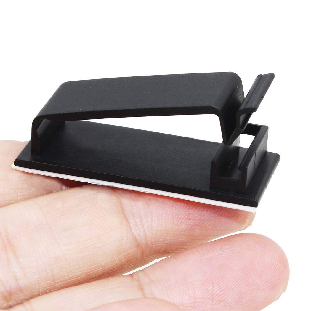 SOULWIT® 50Pcs Self Adhesive Cable Management Clips, Large Cable Organizers Wire Clips Cord Holder for TV PC Laptop Ethernet Cable Desktop Home Office (Black)