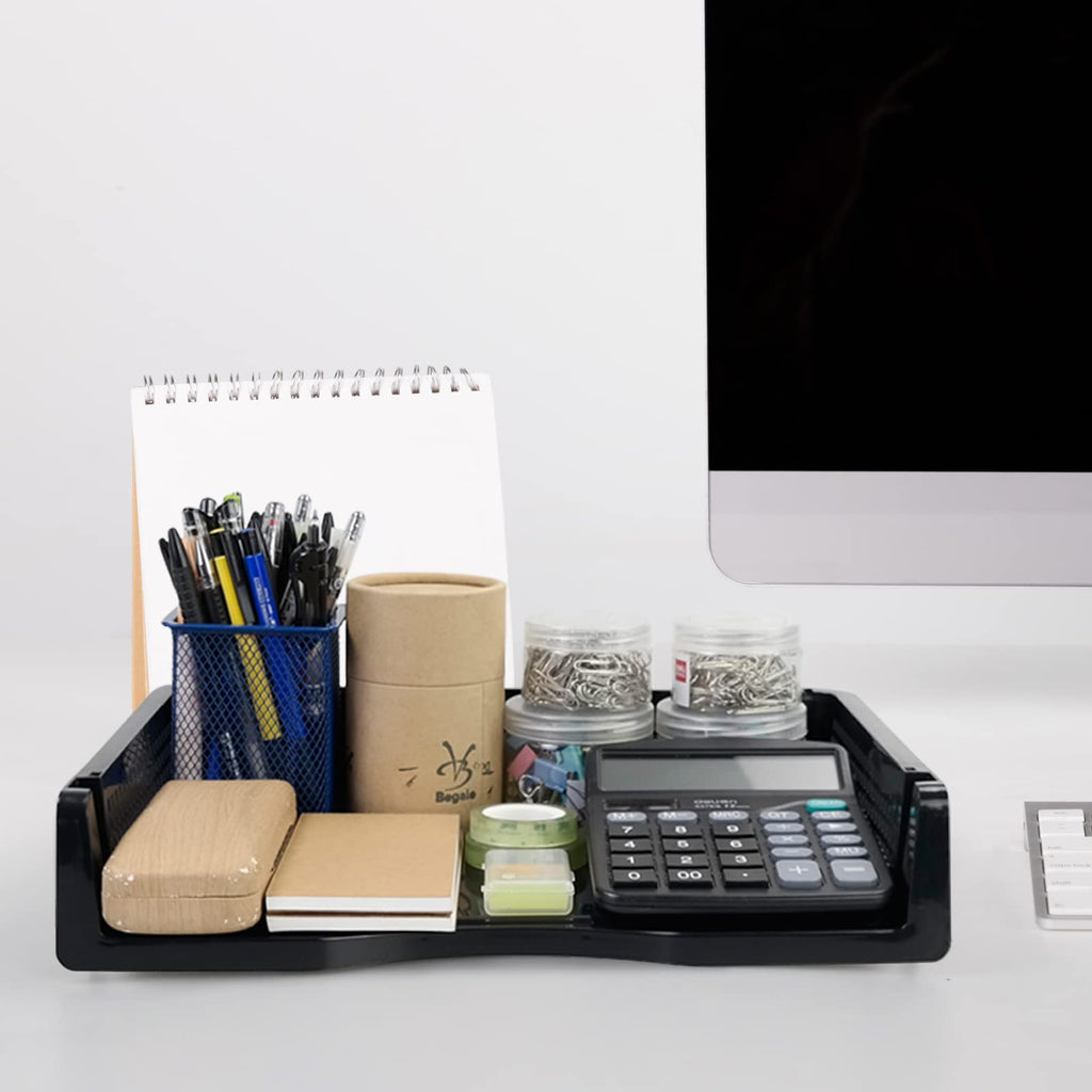 Minekkyes Stackable Office Tray, 6 Tier Document Letter Tray Organizer, Black Stacking Tray