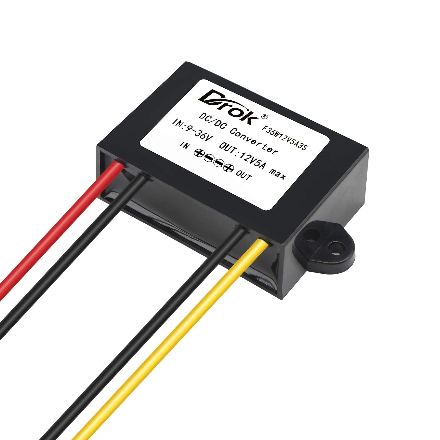 DROK DC-DC Stabilizer, 9V-36V to 12V Boost Buck Converter 5A 60W Waterproof Auto Step Up Down Voltage Regulator 12V Volt Transformer for Car Audio Solar Power System LCD Television LED Display Screen