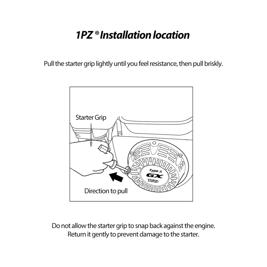 1PZ GX1-EN3 Recoil Pull Starter Replacement for Honda GX120 GX160 GX200 5.5 HP 6.5 HP Engine 28400-ZH8-013YA