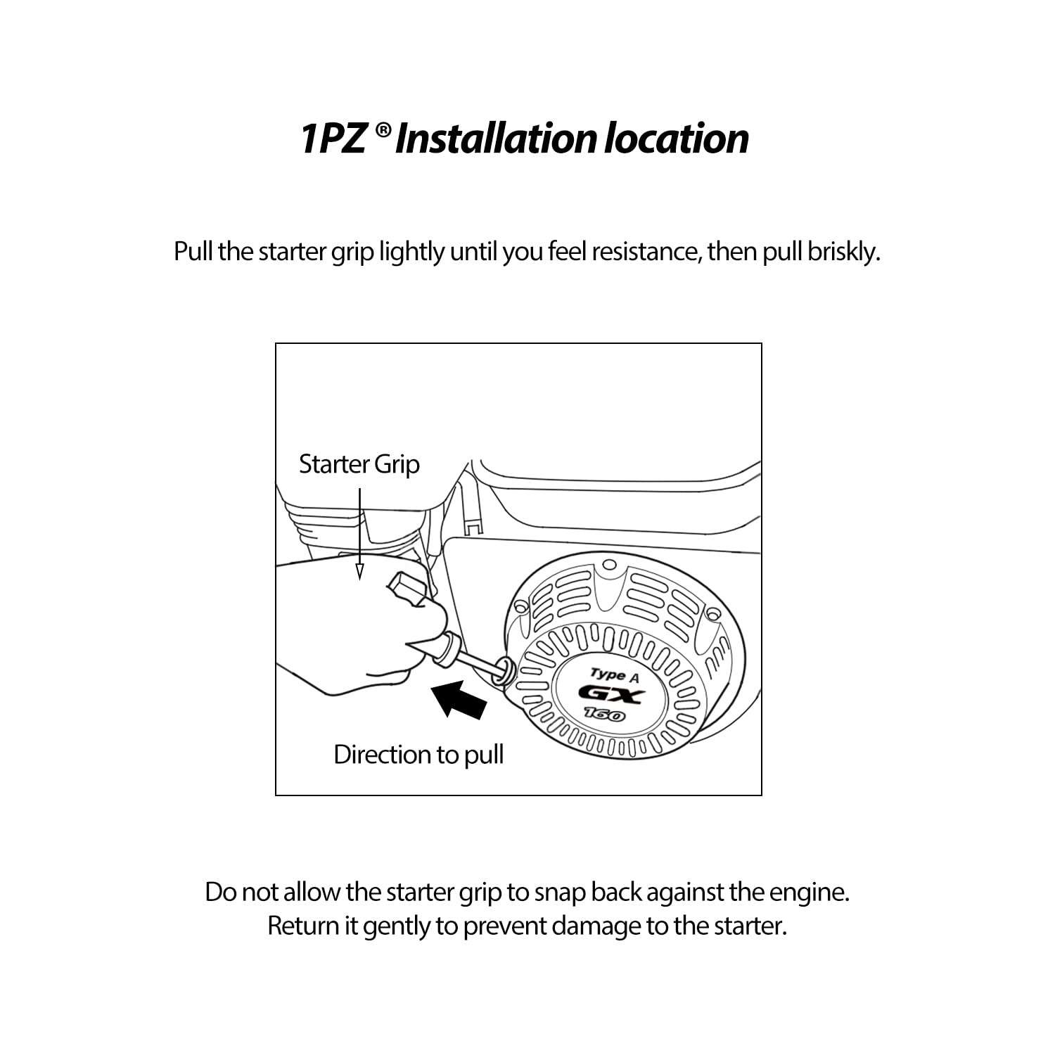 1PZ GX1-EN3 Recoil Pull Starter Replacement for Honda GX120 GX160 GX200 5.5 HP 6.5 HP Engine 28400-ZH8-013YA