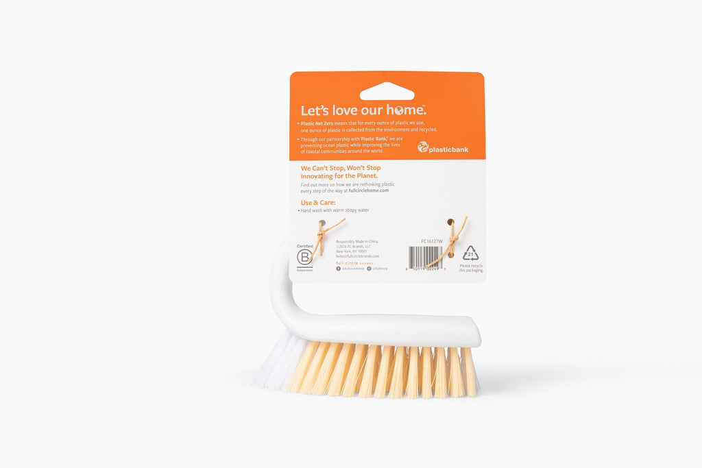 Full Circle Tough Stuff All-Purpose Scrub Brush, White 4.45" x 5.12" x 3.82"