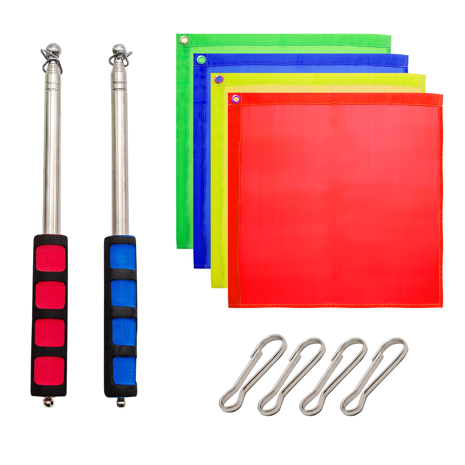 ZUDKSUY Horse Training Flag 2 pcs 48inch Telescopic Flagpoles and 4 pcs 18inch Equestrian Training Flags Portable Equestrian Nylon Training Flags