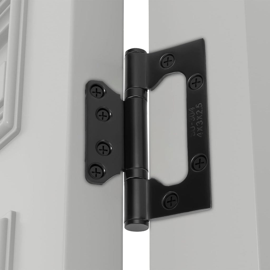 goldenwarm 6 Pack 4x3 inch Non Mortise Door Hinges Matte Black Door Hinges Door Hardware Stainless Steel Hinges, Easy Installation, 2mm Thickness