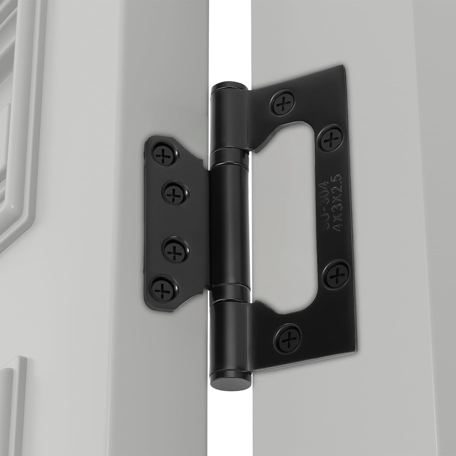 goldenwarm 6 Pack 4x3 inch Non Mortise Door Hinges Matte Black Door Hinges Door Hardware Stainless Steel Hinges, Easy Installation, 2mm Thickness