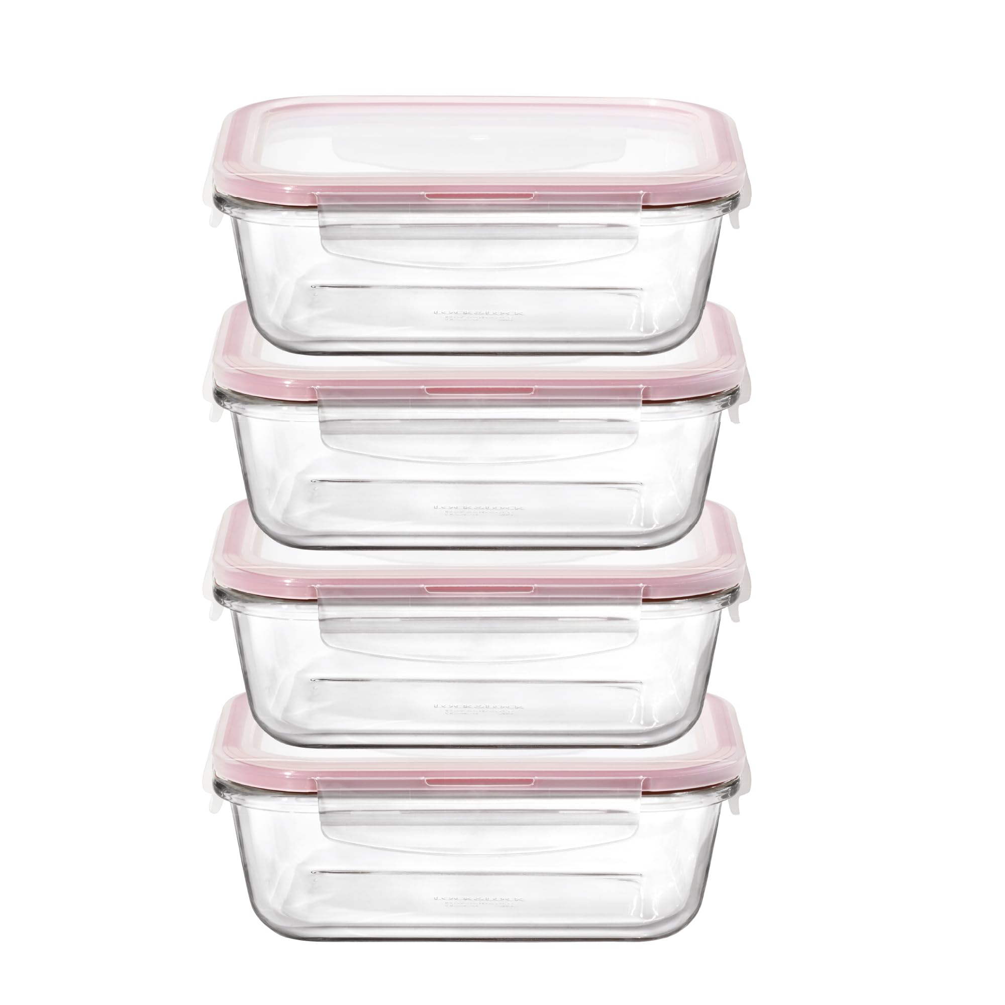 STARFRIT LocknLock 8-Piece Borosilicate Glass Container Set - 4 x 21oz/630ml - Airtight & Leakproof - 4-Sided Locking Lid