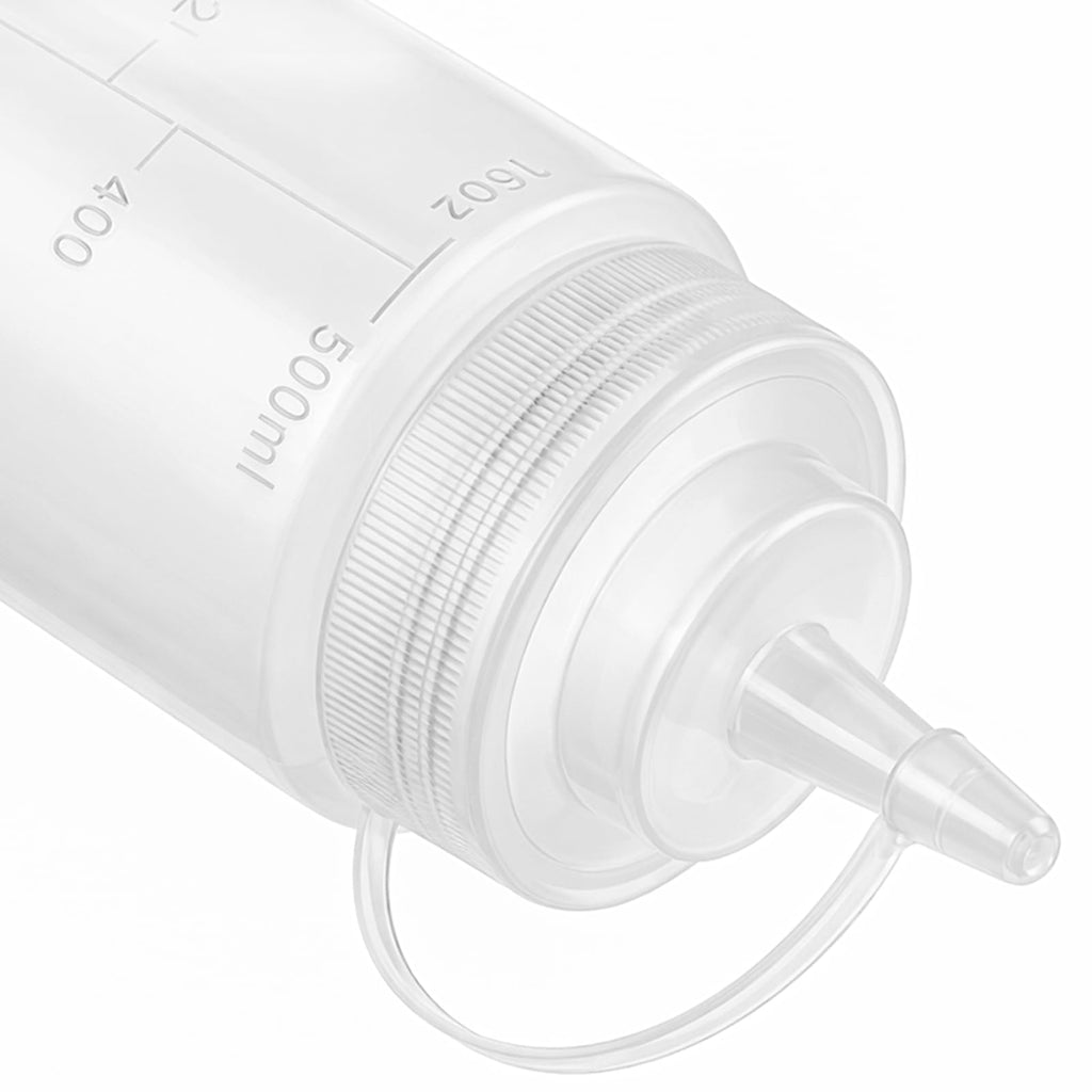 Bekith 12 Pack 16 Oz Plastic Squeeze Condiment Bottles with Twist On Cap Lids and Discrete Measurements, Wide Mouth Empty Squirt Bottle for Sauce, Ketchup, BBQ, Dressing, Paint, Pancake Art Dispenser