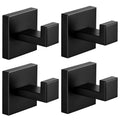 Towel Hooks,SUS304 Stainless Steel Towel Hook Anti-Rust,4 Pack Modern Matte Black Towel Hooks for Bathroom,Heavy Duty Square Hooks,Easy Installation Bathroom Hooks,Black Hooks for Bathroom/Kitchen