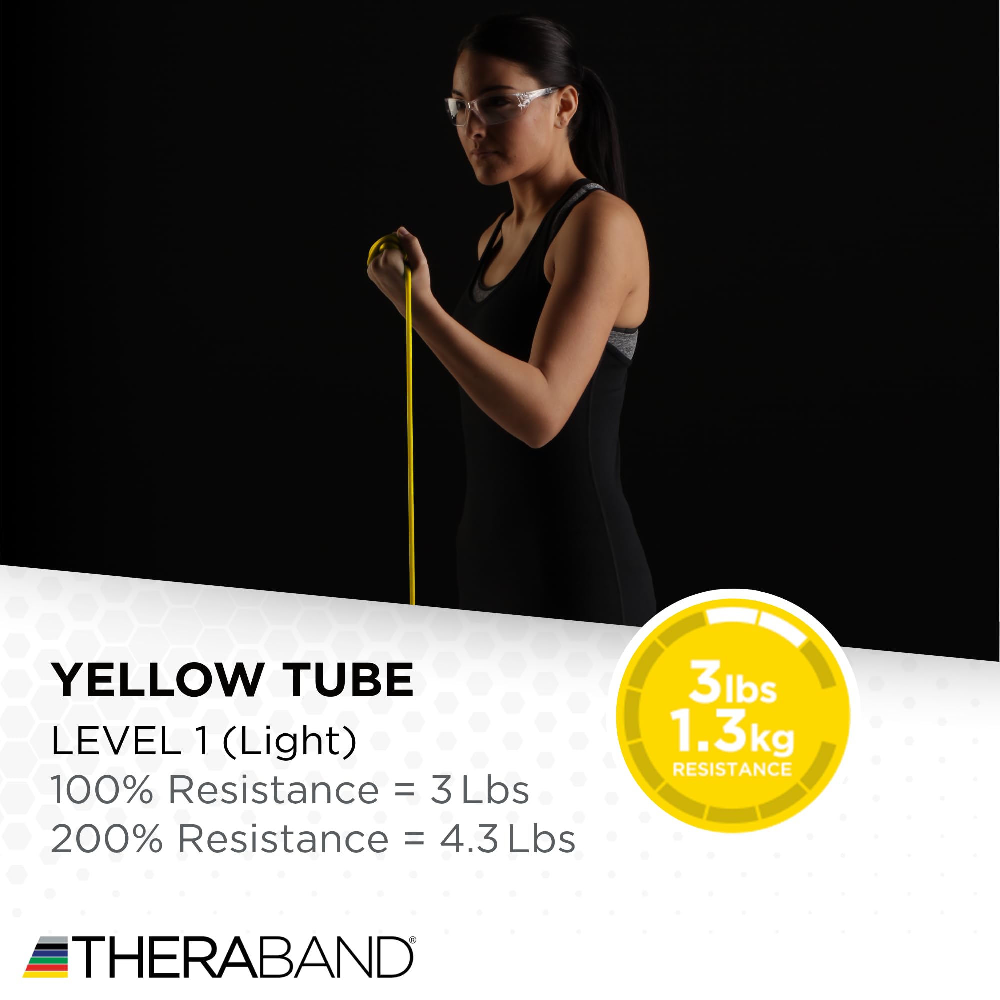 TheraBand Resistance Tubes, Professional Latex Elastic Tubing, Upper & Lower Body, Core Exercise, Physical Therapy, Lower Pilates, At-Home Workouts, & Rehab, 5 Foot, Yellow, Red, & Green, Beginner Set
