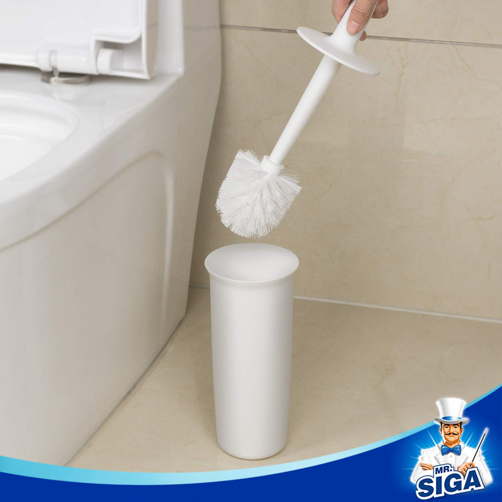 MR.SIGA Toilet Bowl Brush and Holder for Bathroom, White, 2 Pack
