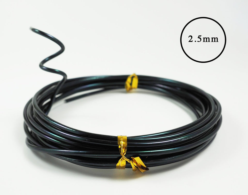 Anodized Aluminum Bonsai Training Wire 5-Size Starter Set with Canvas Bag - 1.0mm, 1.5mm, 2.0mm, 2.5mm, 3.0mm (147 feet Total) - Choose Your Color (5 Sizes, Black)