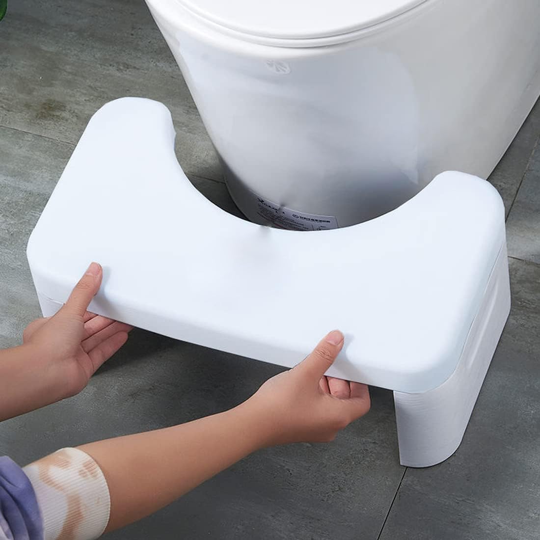 Folding Toilet Stool, Potty Step Stool, Bathroom, Foldable Poop Stool Poop Stool | Bathroom Accessories for All Ages | Sitting Posture Foot Stool, White