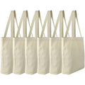 Faylapa 6 Pack Canvas Tote Bags, Heavy Duty and Strong Shopping Grocery Bag 13.6"x 15.3" Blank Cotton Bags for Decorating Christmas Crafts DIY, Painting (Beige)