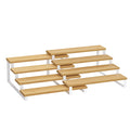 SONGMICS Display Risers, Set of 2 Engineered Wood Perfume Organizer Stand, 4-Tier Cupcake Stand Holder, Spice Rack, Shelf Risers for Figures, Dessert Shelves, Natural Beige and Cloud White UKCS216N02