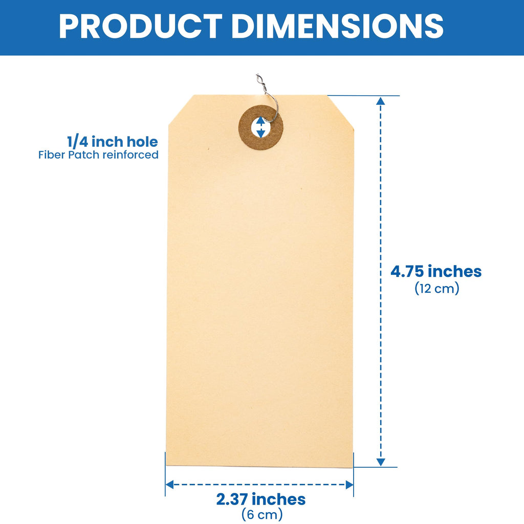 Perco Manila Shipping Tags #5 12x6 cm with Metal Wire Pack of 100