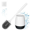 Hibbent Toilet Brush with Ventilated Drying Holder, Silicone Toilet Bowl Brush Bathroom Cleaning Bowl Brush Kit Sturdy Cleaning Toilet Brush, Floor Standing & Wall Mounted Without Drilling, Black