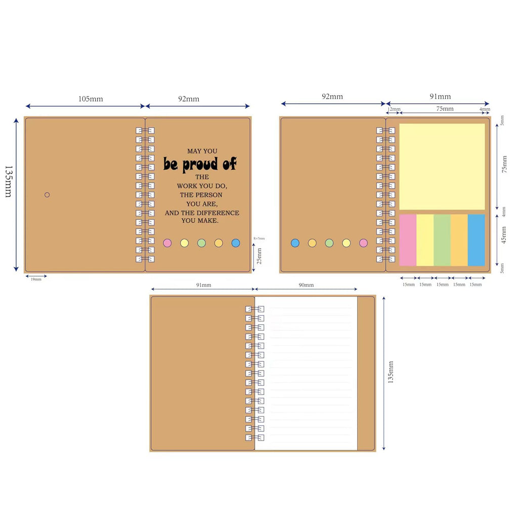 12 Sets Employee Appreciation Inspirational Spiral Notebook Journal with Sticky Note Notepad Motivational Bamboo Ballpoint Pen Bulk for Nurse Teacher Student Coworker Thank You Present