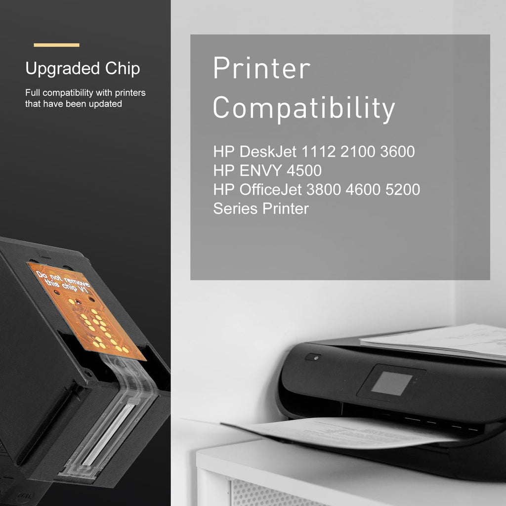 L2KB 63XL Ink Cartridge Combo Pack Compatible for HP Ink 63 Works with DeskJet 1112 2100 3600 Series, Envy 4500 Series, OfficeJet 3800 4600 5200 Series (Black, Tri-Color) 2PK