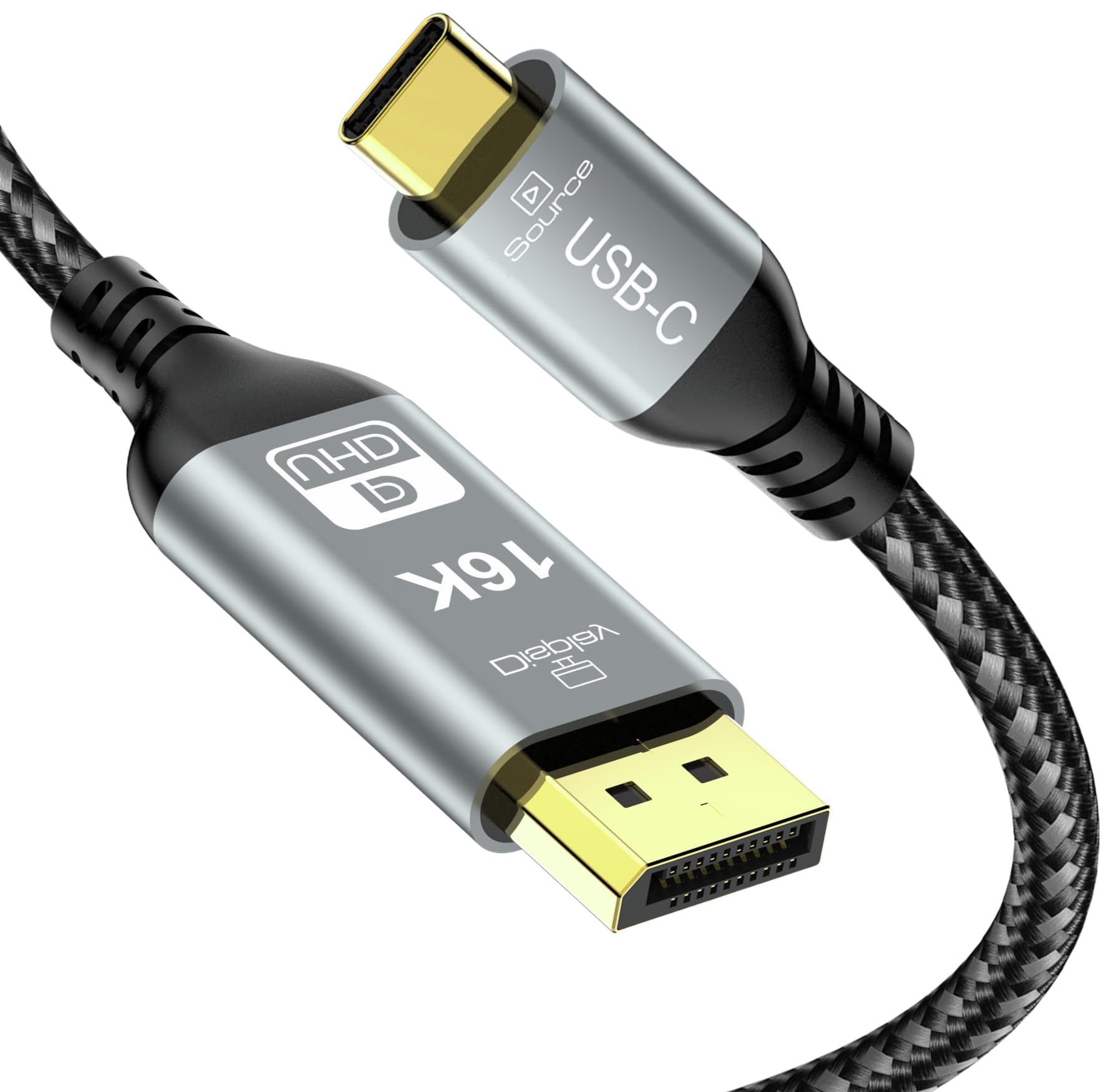 CHENLENIC USB C to DisplayPort 2.1 Cable, 16K@30Hz 8K@120Hz 4K@240Hz, Thunderbolt 5 to DP Cable,40Gbps,Type C Compatible with MacBook Pro M4,M3, iPhone 16 Pro, Dell XPS, Gaming Monitor 6FT