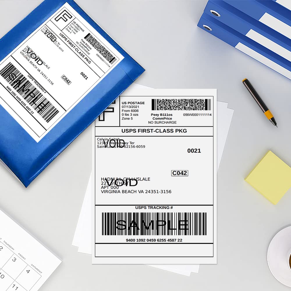 Muotich 4x6 Direct Thermal Labels, 500 Fanfold 4 x 6 Thermal Printer Labels, Permanent Adhesive, White Perforated Shipping Label Compatible with Zebra & Rollo Printers