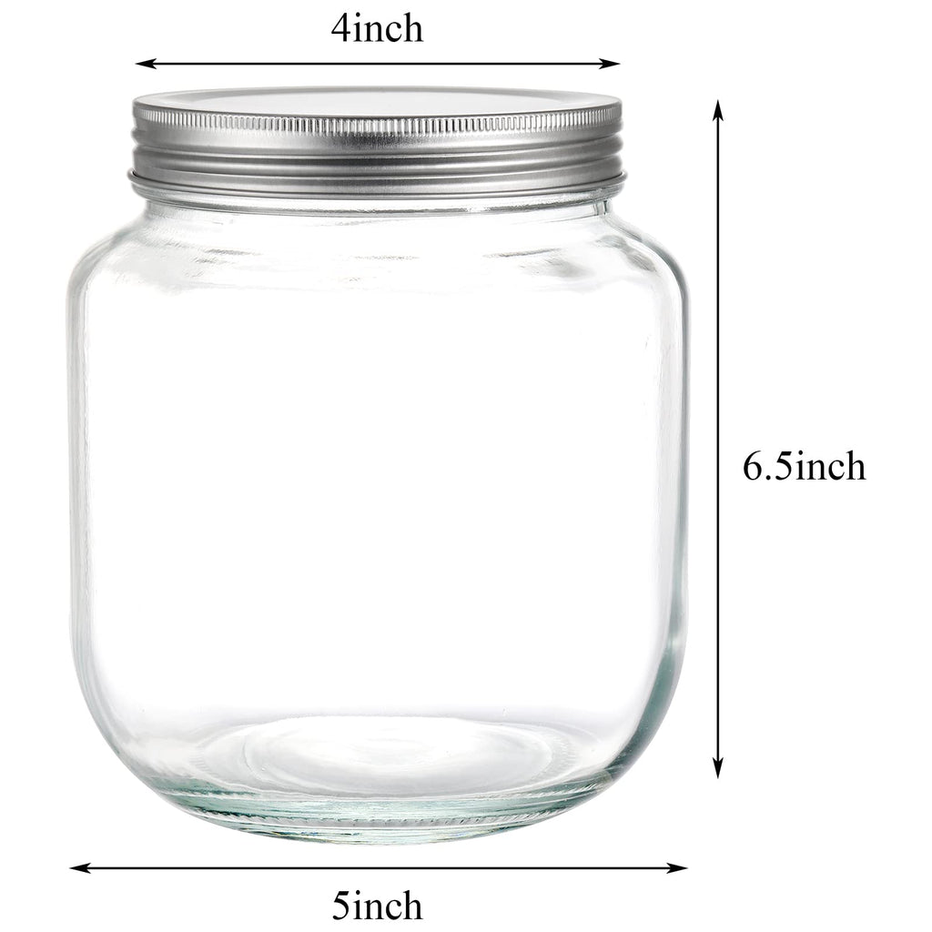 Coloch 4 Pack 64 Oz Half Gallon Glass Jar with Airtight Metal Lid, Clear Food Storage Jar Wide Mouth Glass Pantry Container for Candy, Cookie, Flour, Kombucha Tea, Fermenting