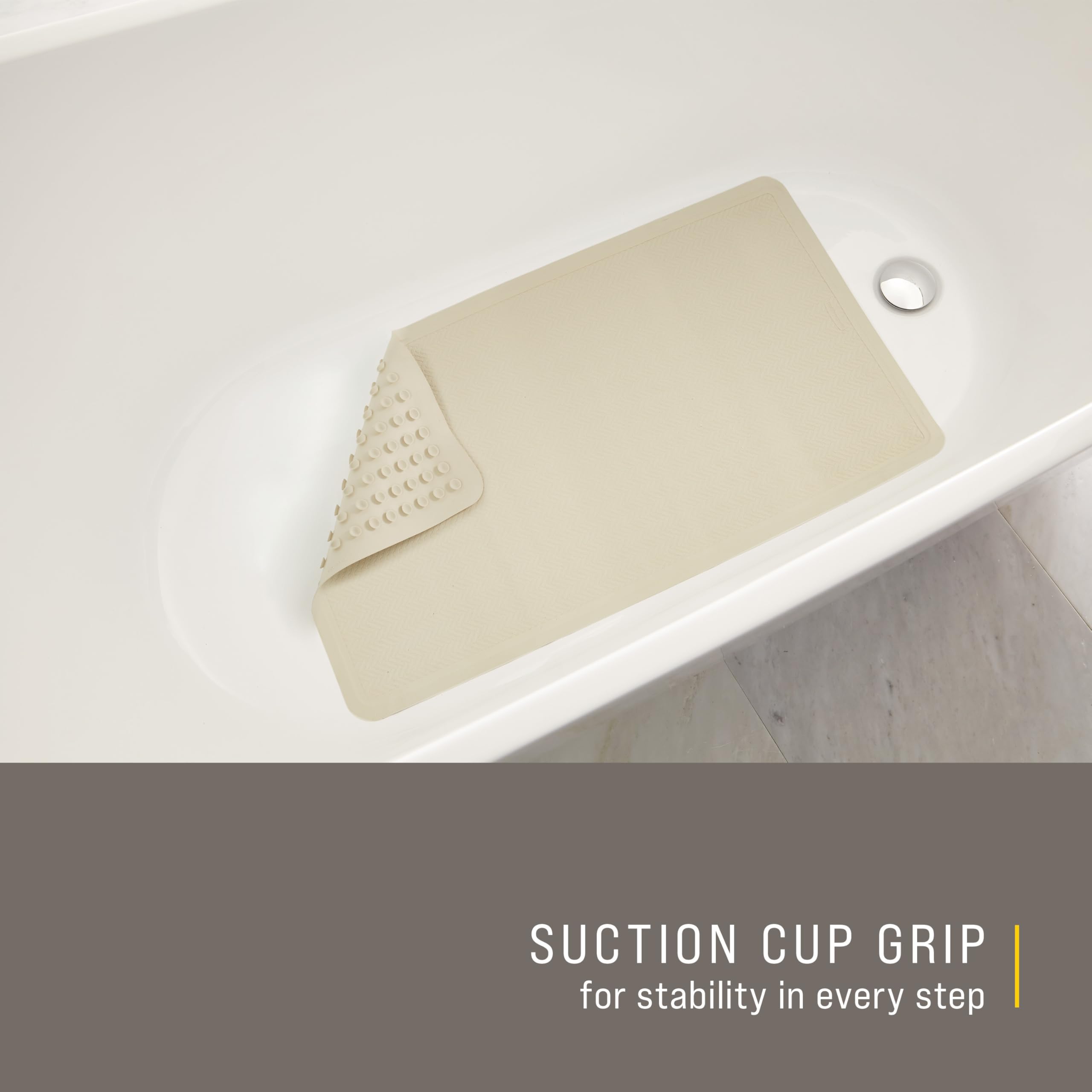 Rubbermaid Commercial Products Bath Tub and Shower Mat | Medium - 14 x 24 in. | White | Machine Washable | Safti-Grip Non-Slip Bathroom Mat with Suction Cups for Home/Hotel/Shower/Bathtub