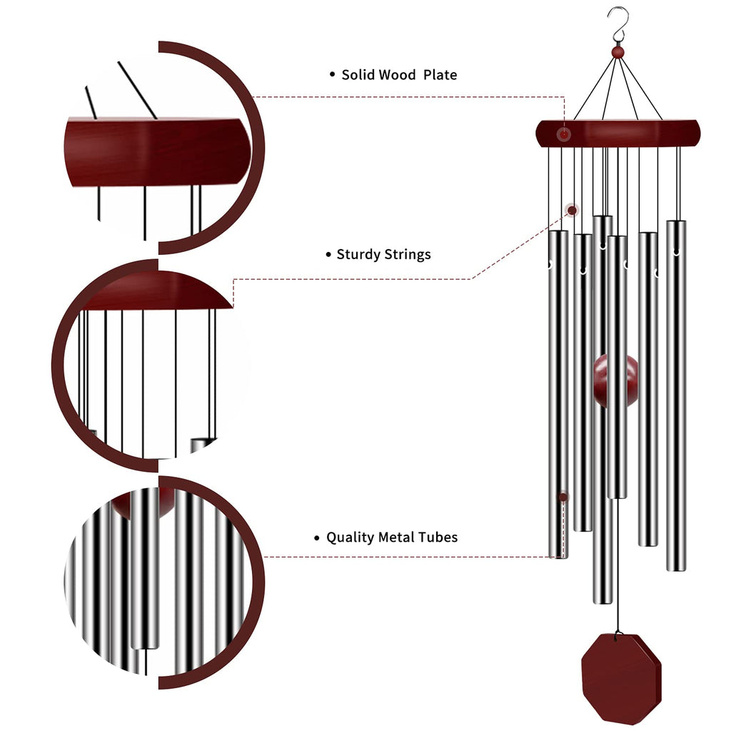 2 Pack Pgzsy Memorial Wind Chimes Outdoor Large Deep Tone, Elegant Sympathy Wind-Chime Personalized with 6 Tuned Tubes for Garden Patio Balcony and Home
