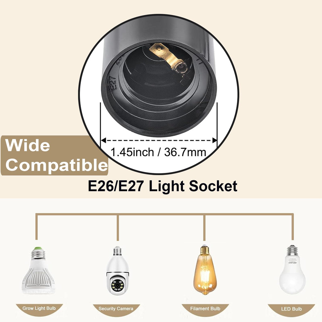 2 Pack Hanging Extention Light Cord (E26/E27 Light Socket with Cord) with On/Off Switch Button, Pendant Lamp Cord for Kitchen, Bedroom, Plant Growth Light
