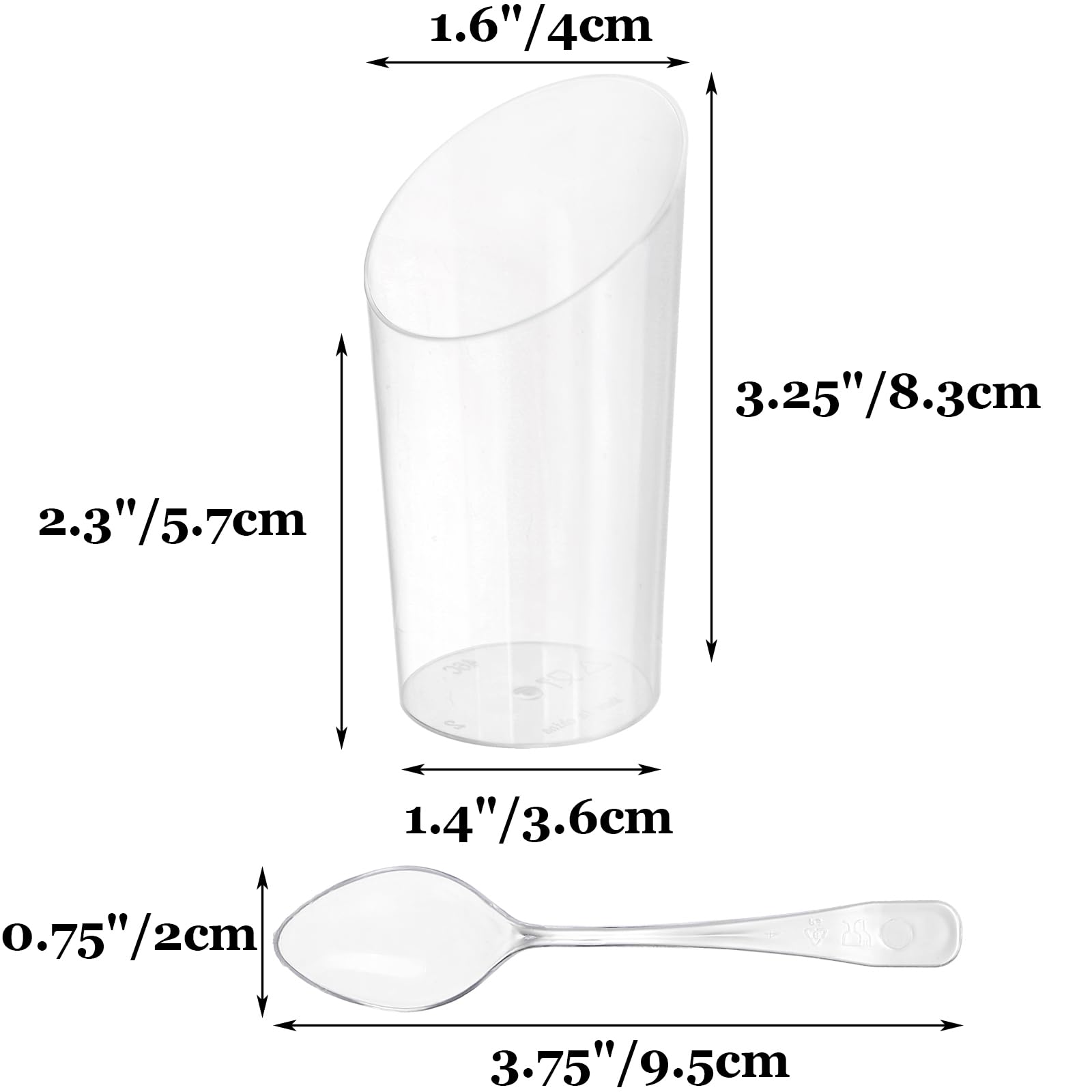 Tosnail 100 Pack 2.5 Oz/75ML Mini Plastic Dessert Appetizer Tumbler Cups with 100 Spoons, Clear Parfait Cup Slanted Pudding Container, Disposable Party Cups for Weddings, Party Event, Business - Round