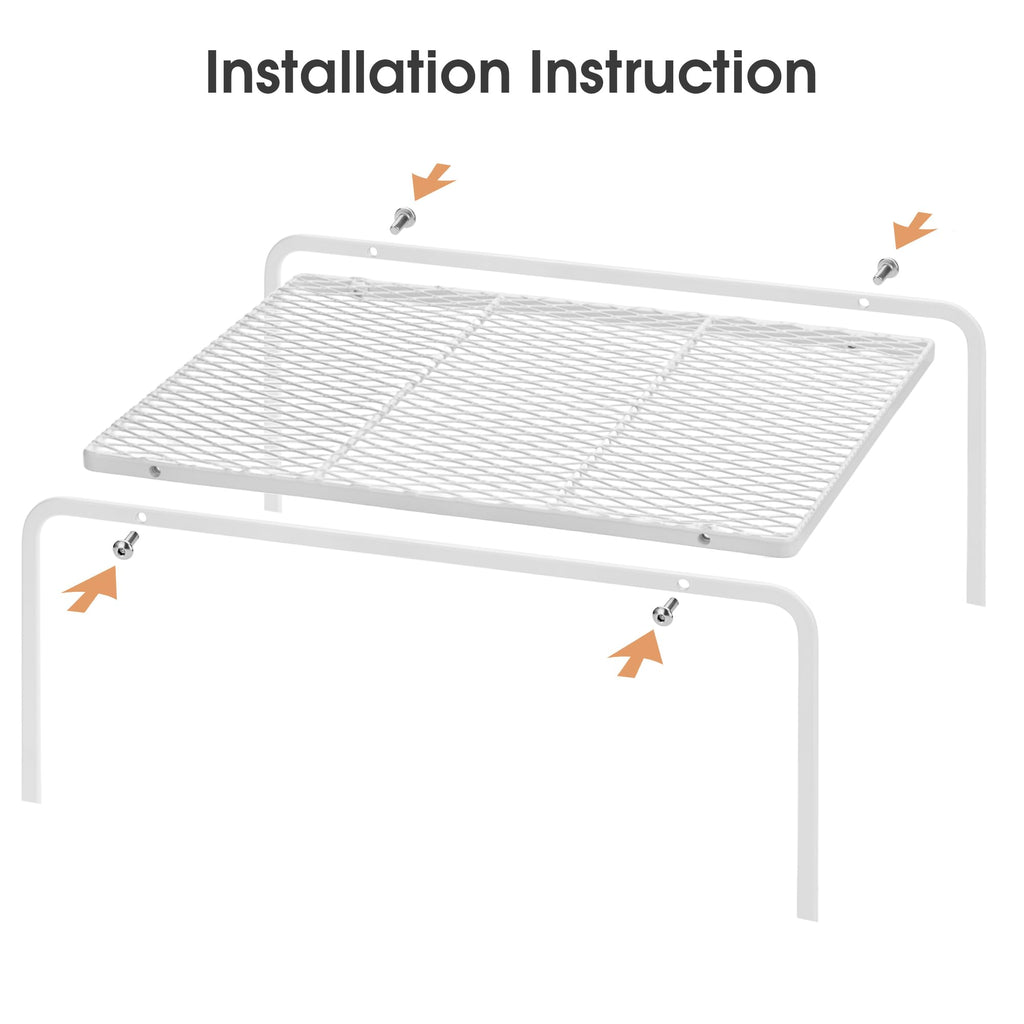 ROFAY 2-Pack Kitchen Cabinet Organizers and Storage Shelves, Metal Mesh Pantry Shelf Risers for Countertops and Cupboards, Expandable Rack for Dishes, Plates, Spices, and Jars - White