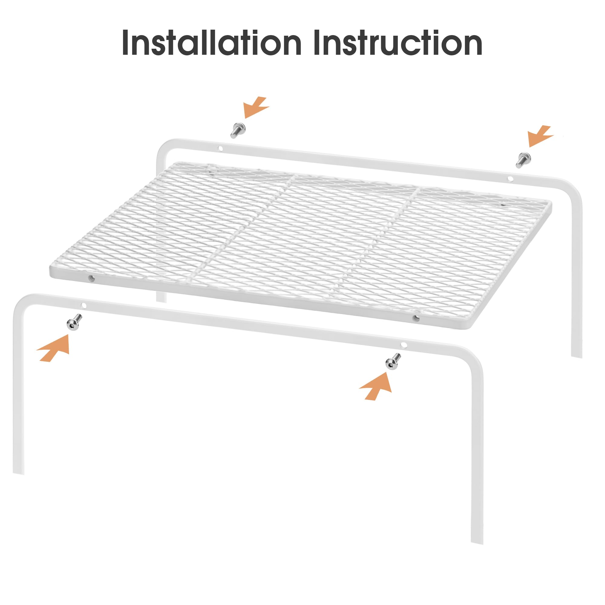 ROFAY 2-Pack Kitchen Cabinet Organizers and Storage Shelves, Metal Mesh Pantry Shelf Risers for Countertops and Cupboards, Expandable Rack for Dishes, Plates, Spices, and Jars - White
