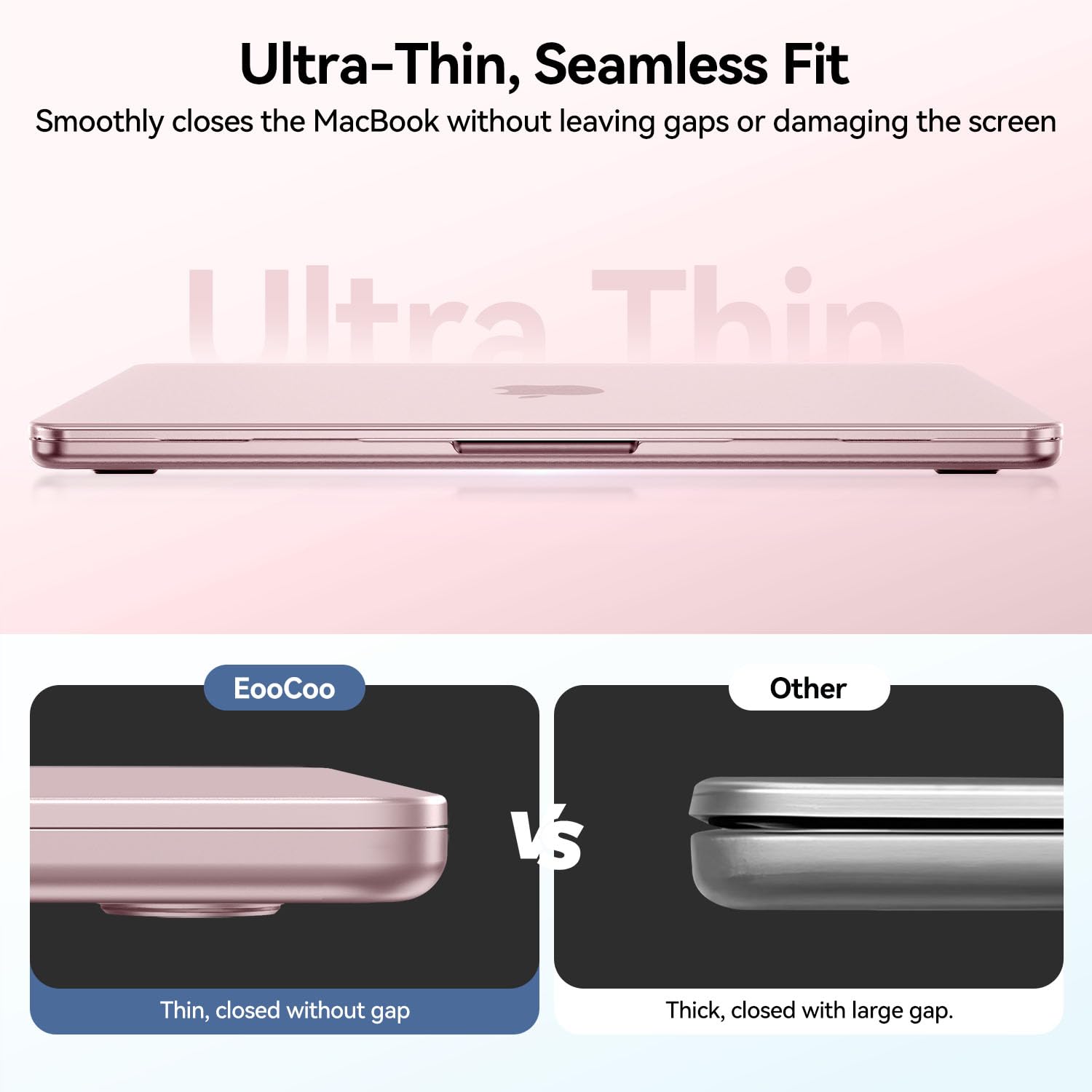 EooCoo for MacBook Neo Case 13 Inch Model A3404 2026 Release, Ultra-Thin & High Fit, Non-Yellowing Hard Cover, Slim Transparent Protective Shell Laptop Accessories, Matte Blush Pink