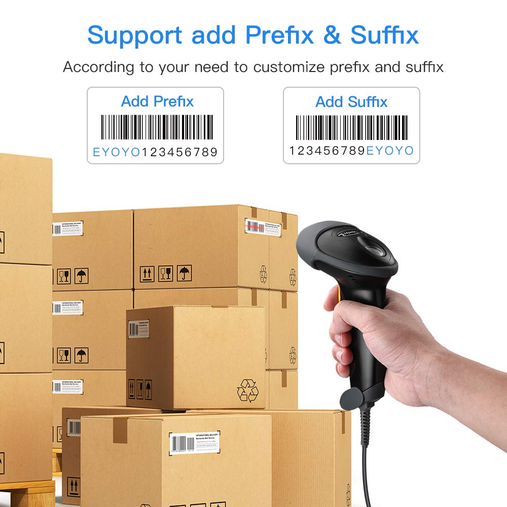 Eyoyo Handheld USB 2D Barcode Scanner, Wired Automatic QR Code Scanner PDF417 Data Matrix Bar Code Reader with Long USB Cable for Mobile Payment, Library Book Convenience Store, Supermarket, Warehouse