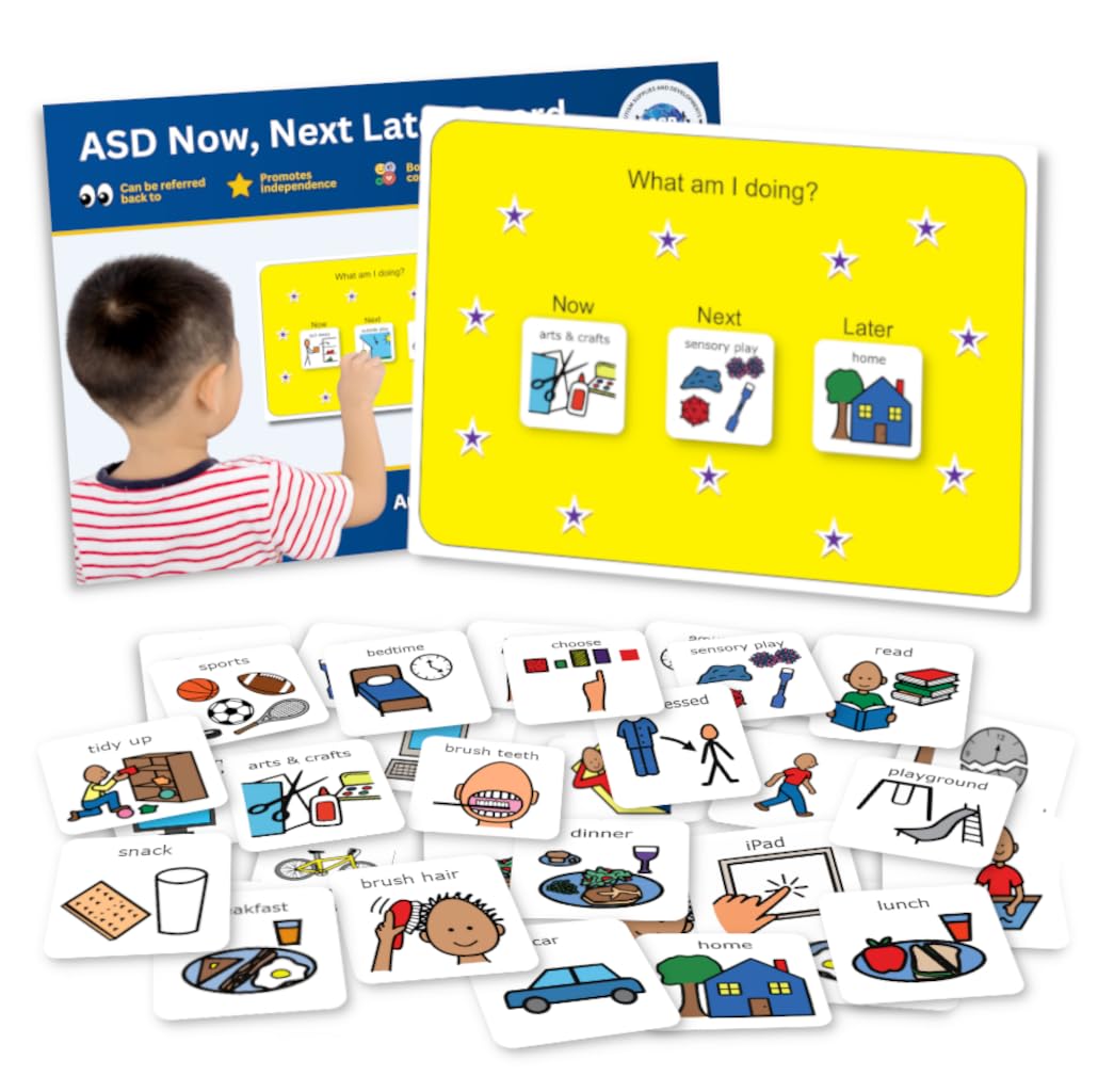 First Then Board Visual Schedule –Special Education Classroom Must Have – Calendar Pocket Chart/32 Communication Cards – Autism Learning Materials