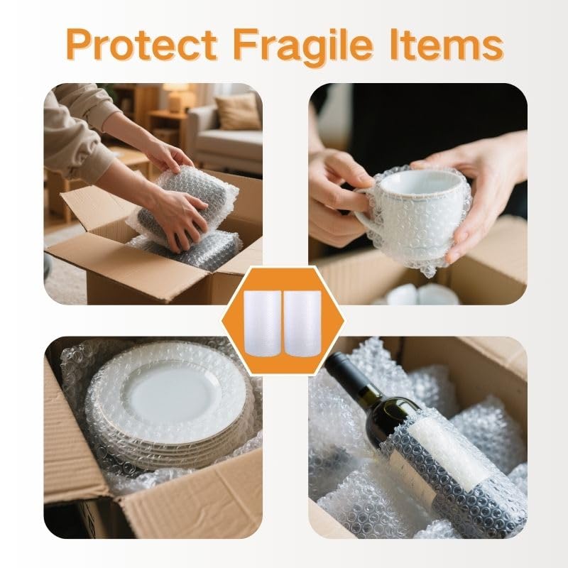 12 Inch x 33 Feet Total Bubble Packing Wrap Roll - Packing Wrap for Shipping, Moving | Tear-Resistant, Moisture-Proof - 1 Pack