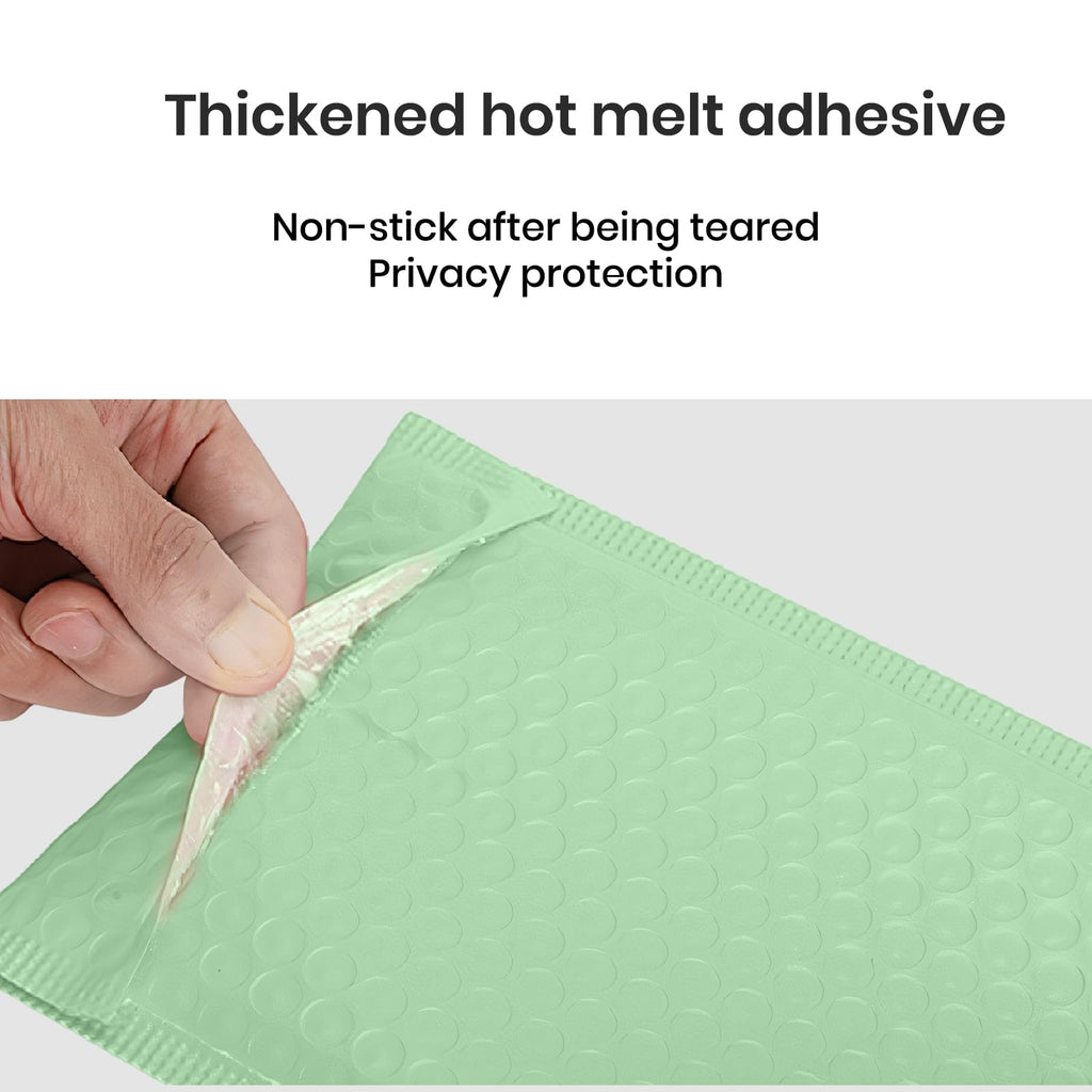 Bubble Mailers Waterproof 5 x 8 inches 50pcs Shipping Envelopes Multicolors Padded Envelopes Self Seal Adhesive (Pale Green, 5''x8'')