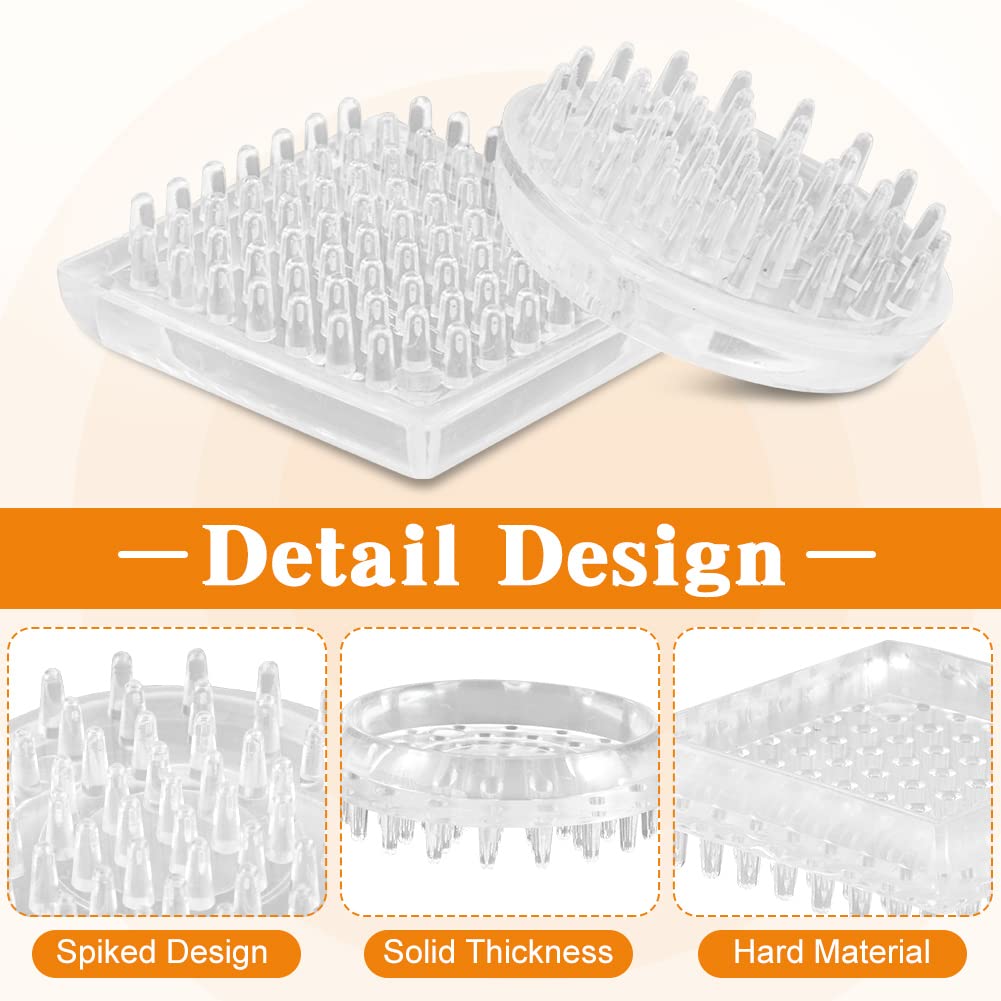 Carpet Protectors Spiked Caster Cups, 16Pcs Plastic Round & Square Comfortable Touch Furniture Leg Protectors for Sofas, Tables, Chairs, Bookcases or Other Furniture (Clear)