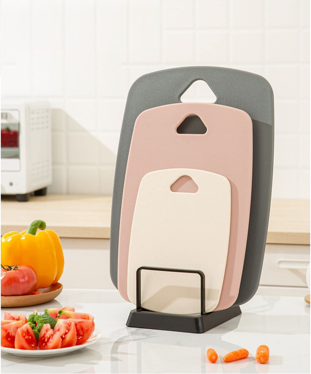 Cutting Boards for Kitchen,Plastic Cutting Board Set of 3, Thick Chopping Boards for Meat, Veggies, Fruits, with Easy Grip Handle,Dishwasher Safe (CBPink-CA)