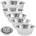 KOUISYY 5PCS Stainless Steel Mixing Bowls Set with Measurement Lines, Kitchen Nesting Bowls for Baking Prepping Cooking Serving Salad Vegetables, Food-Grade Breader Bowl Size 4.5, 3, 2, 1.5, 0.7 QT