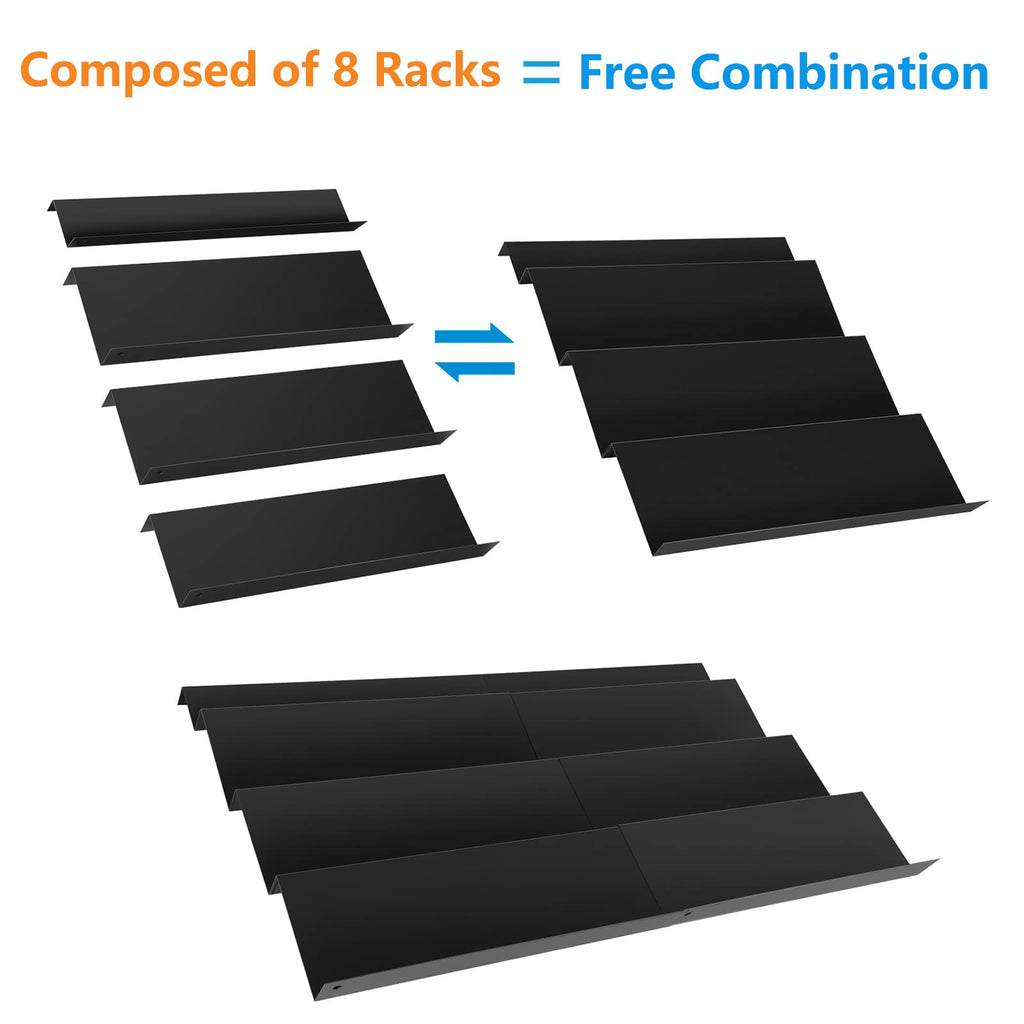 DEWVIE Spice Rack Tray for Drawer - Expandable 13" to 26" Tray Insert, Adjustable 4 Tier Spice Rack Drawer Organizer for Kitchen Cabinet Drawer, Sturdy Seasoning Jars Storage Rack, Black